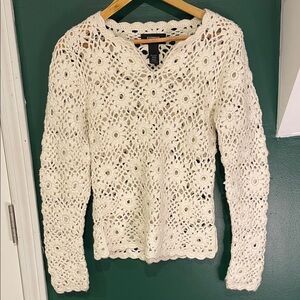 Express Cream wool blend Crochet Sweater